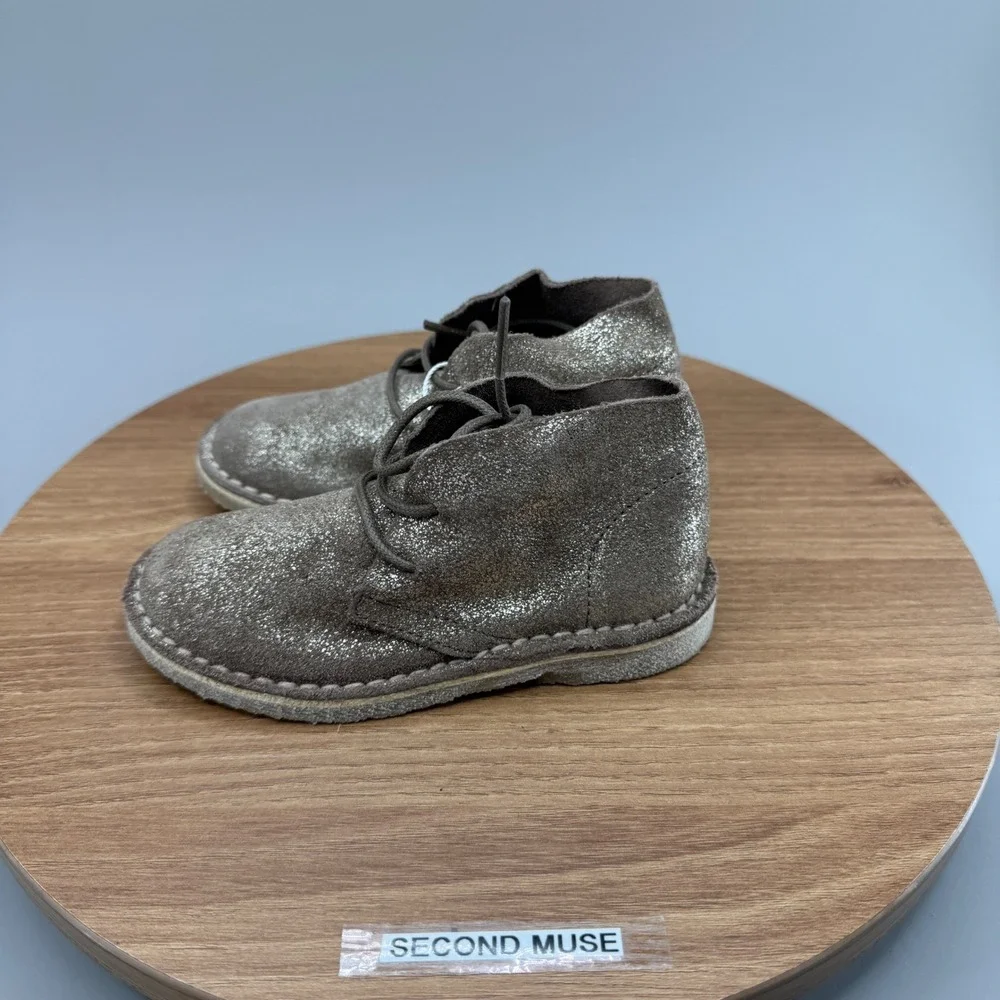 Zara Kids Desert Boots Size‎ 5 Silver Glitter Sparkle Chukka Toddler Shoes